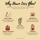 Natural Premium A2 Bilona Indian Cow Ghee By Dawn Lee | High In Fiber Healthy & Nutritious Handmade A2 Bilona Ghee Good For Eyes | (250ml) 8.4 Ounce | Jar Pack